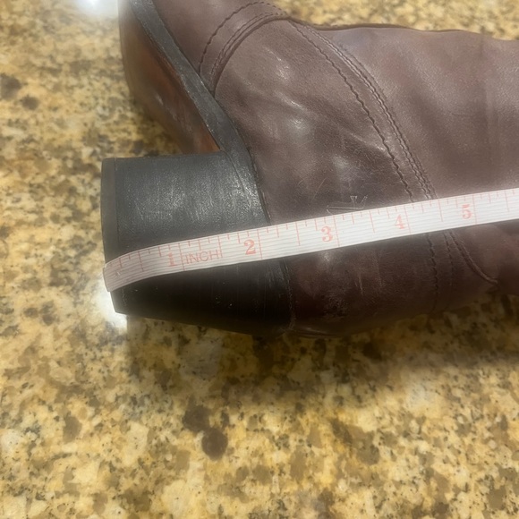 Frye Jane over the knee or cuffed leather boots brown size 8 Made in Mexico - Picture 9 of 14